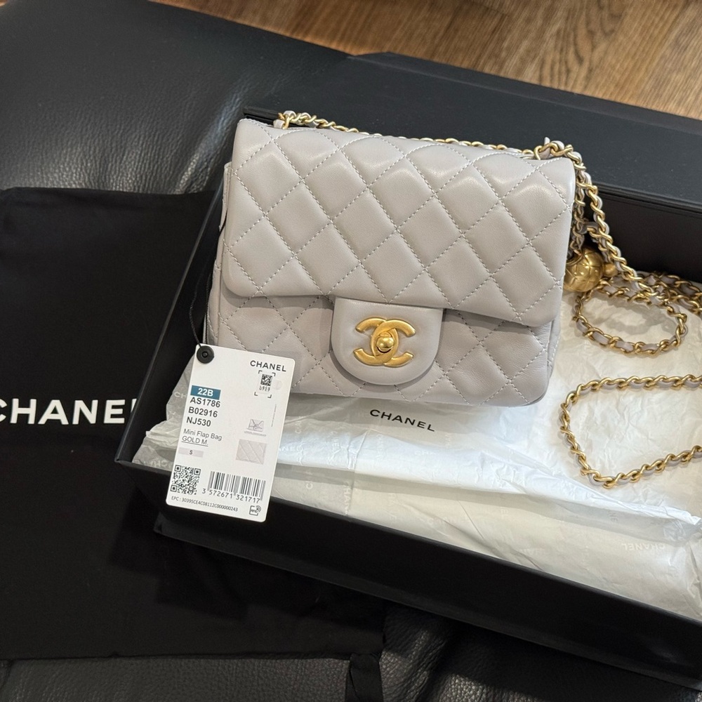 Chanel Gray Quilted Leather Bag